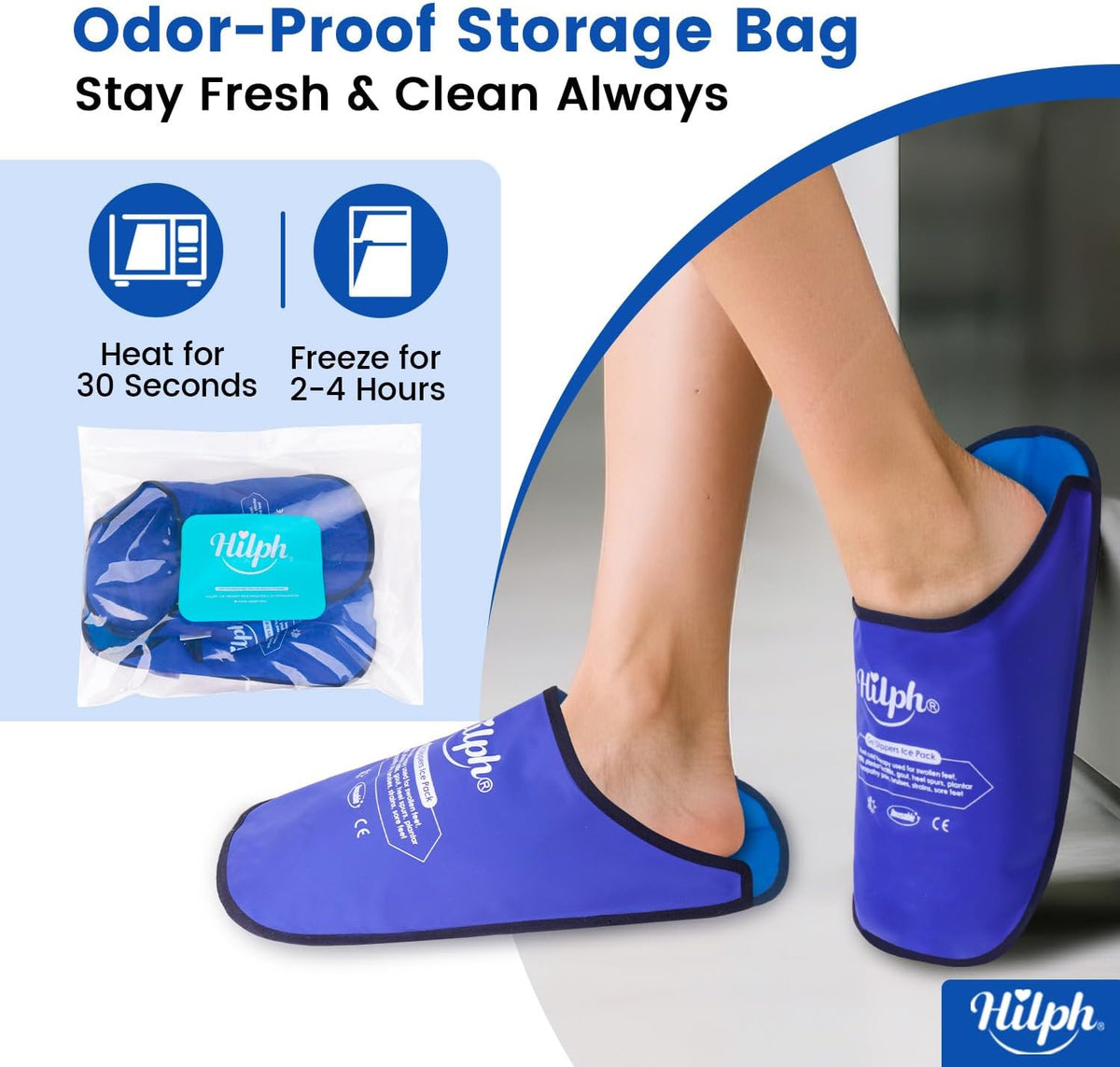 Foot Ice Pack Slippers for Plantar Fasciitis 1 Pair, Long Cooling