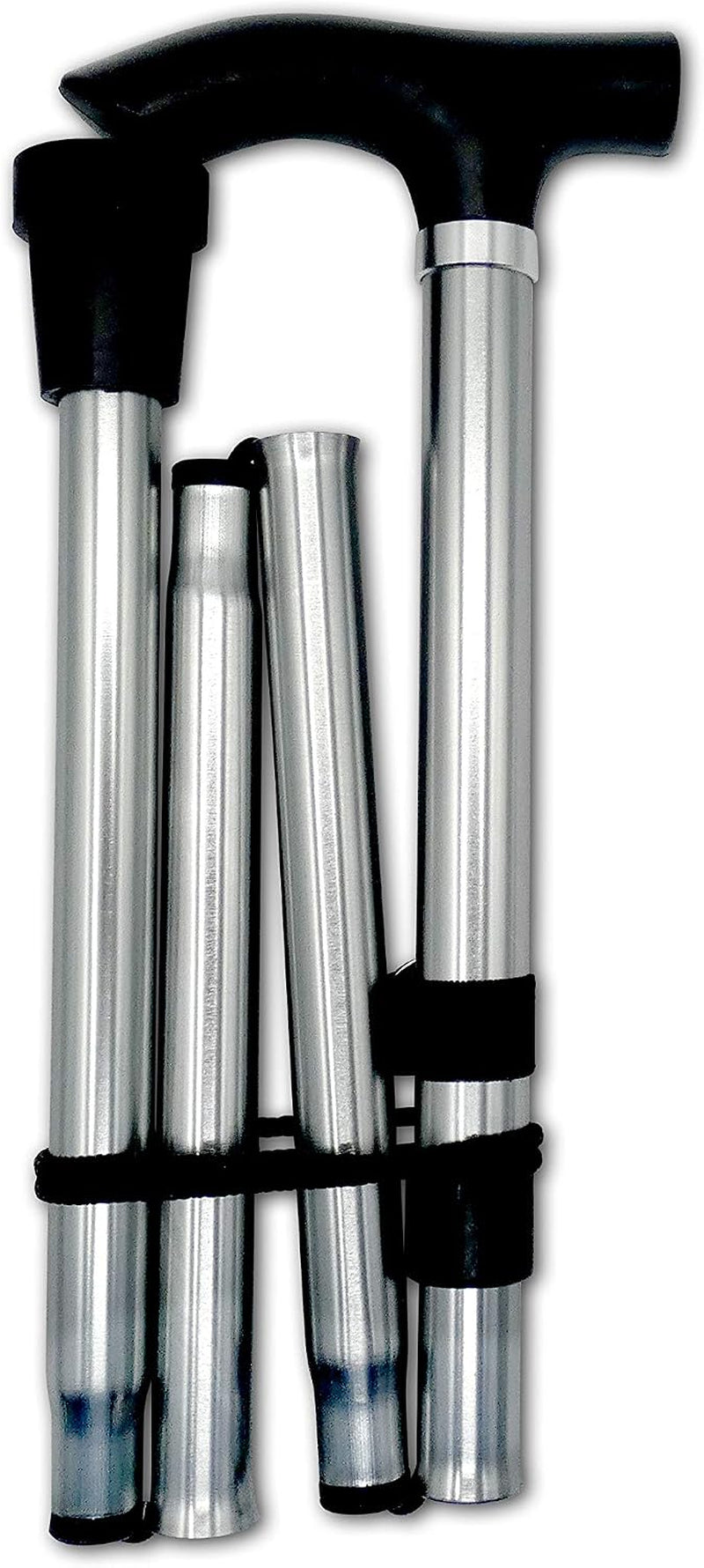 Healthcare Folding Walking Stick, Adjustable Aluminium Cane, Silver