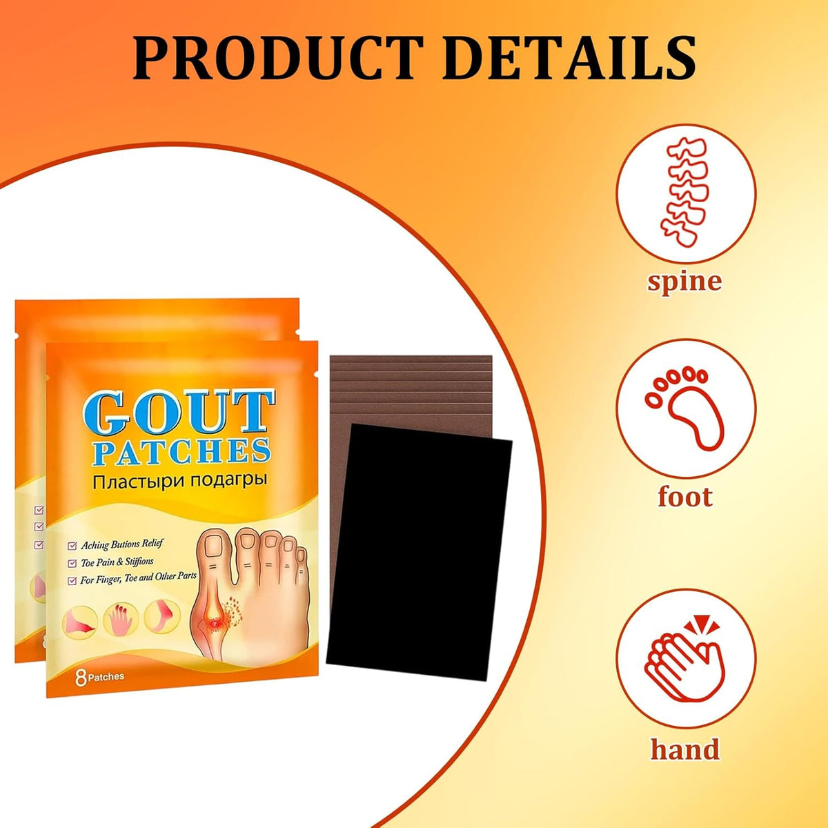 40Pcs Gout Relief Instant, Gout Treatment for Pain & Swelling, Reduce Inflammation, Instant Gout Reliefpatches Easy to Carry Not Easy to Fall off Daily Joint