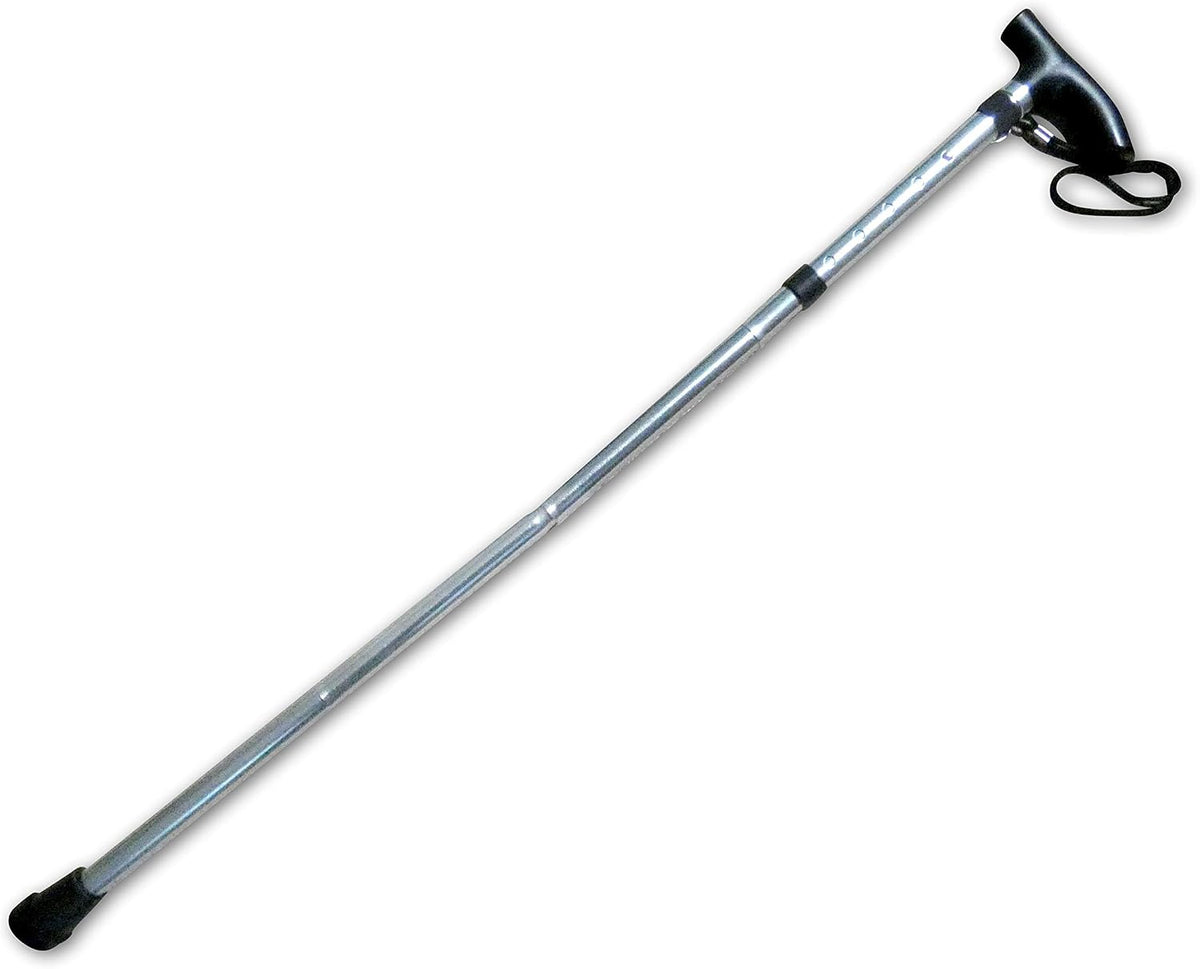 Healthcare Folding Walking Stick, Adjustable Aluminium Cane, Silver