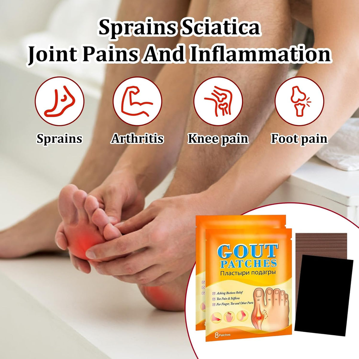 40Pcs Gout Relief Instant, Gout Treatment for Pain & Swelling, Reduce Inflammation, Instant Gout Reliefpatches Easy to Carry Not Easy to Fall off Daily Joint