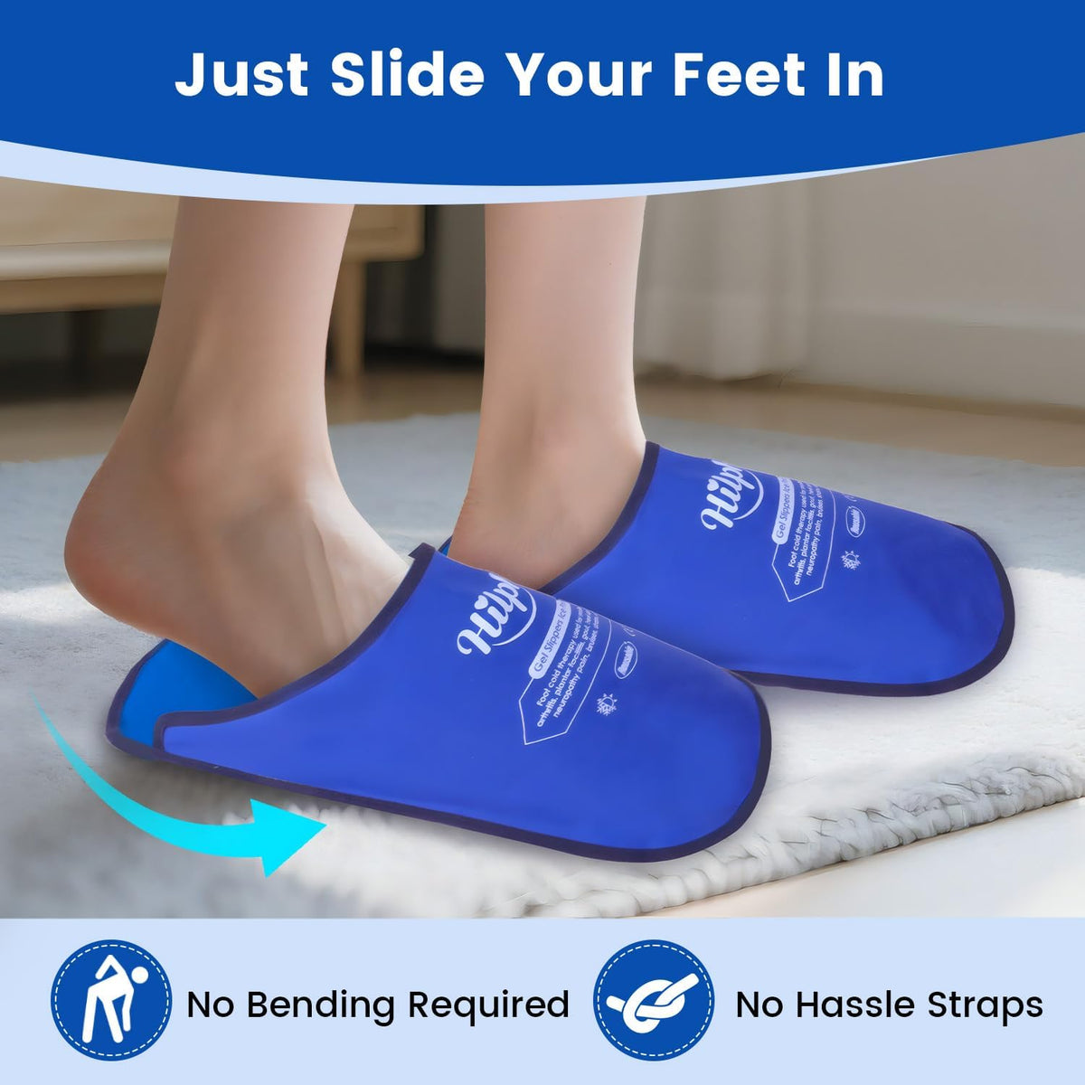Foot Ice Pack Slippers for Plantar Fasciitis 1 Pair, Long Cooling
