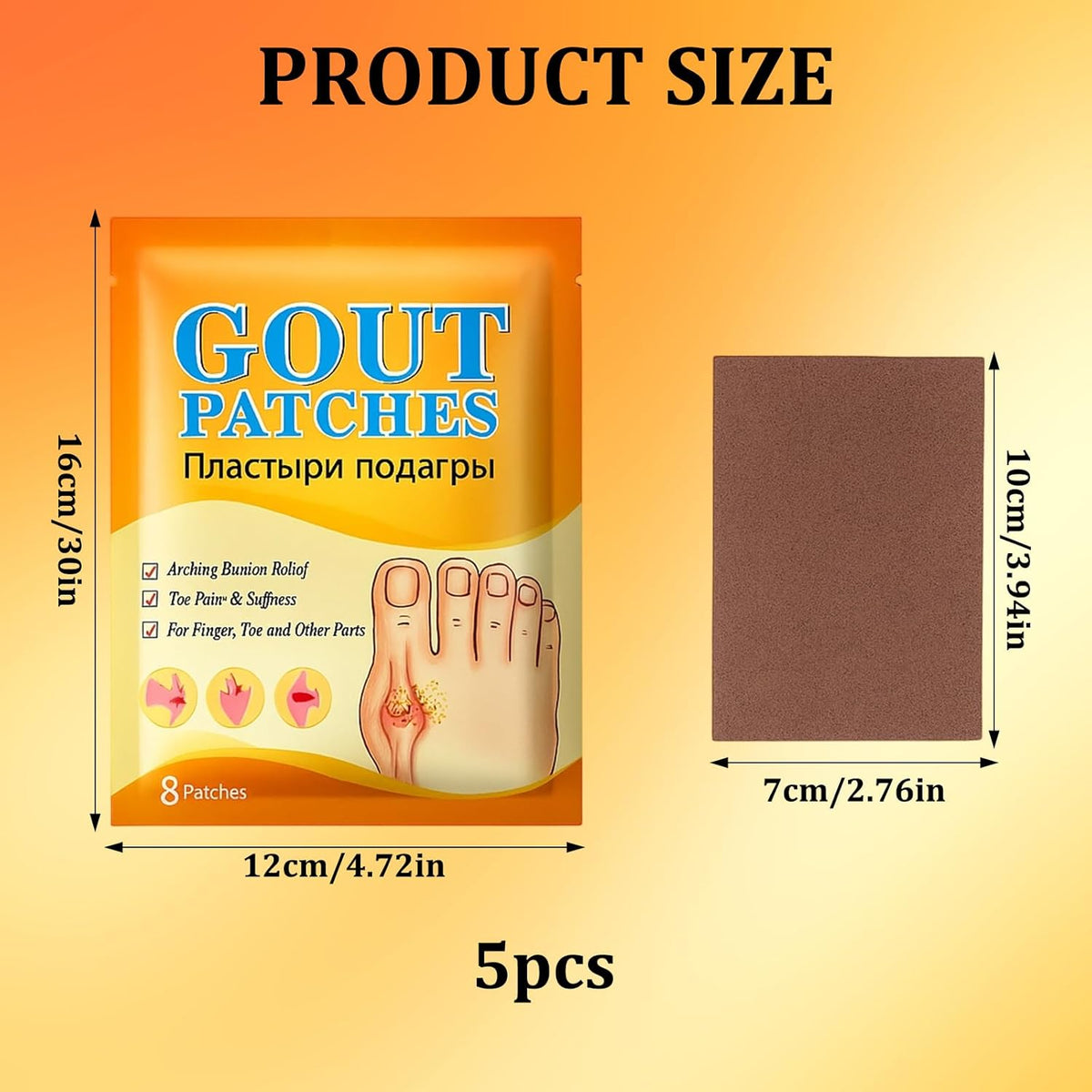 40Pcs Gout Relief Instant, Gout Treatment for Pain & Swelling, Reduce Inflammation, Instant Gout Reliefpatches Easy to Carry Not Easy to Fall off Daily Joint