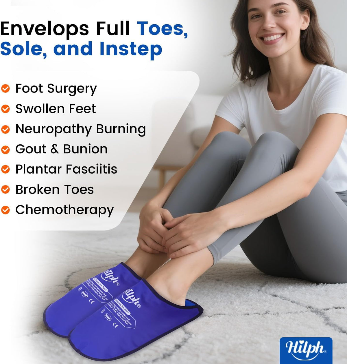 Foot Ice Pack Slippers for Plantar Fasciitis 1 Pair, Long Cooling