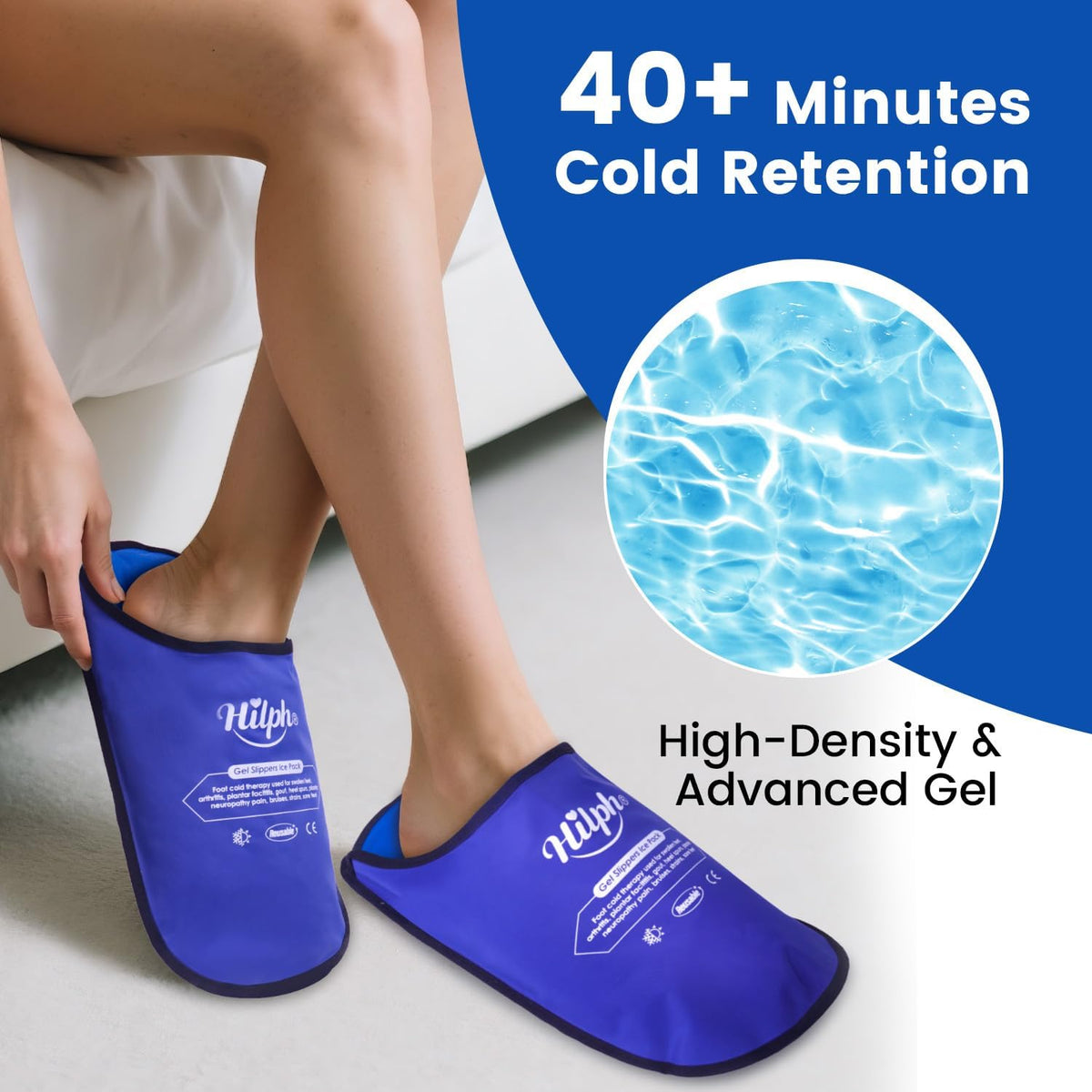 Foot Ice Pack Slippers for Plantar Fasciitis 1 Pair, Long Cooling