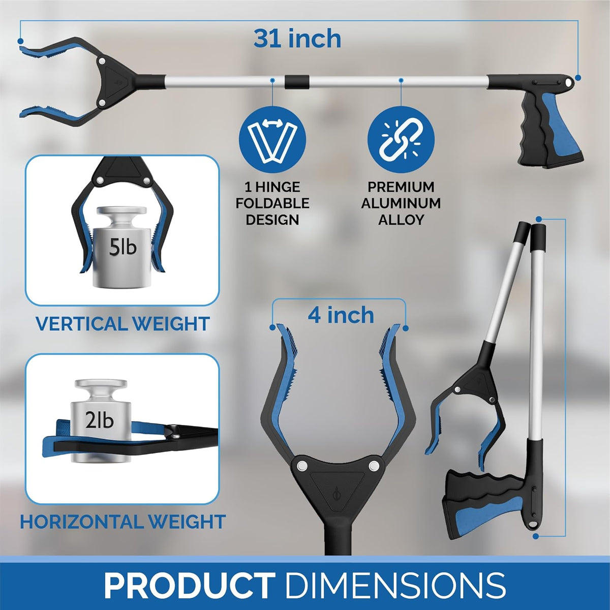 Powergrip T9 Grip Strength Trainer Wide Jaw Foldable Steel Cable with 96 Grip Points for Firm Grip 32" with Magnet