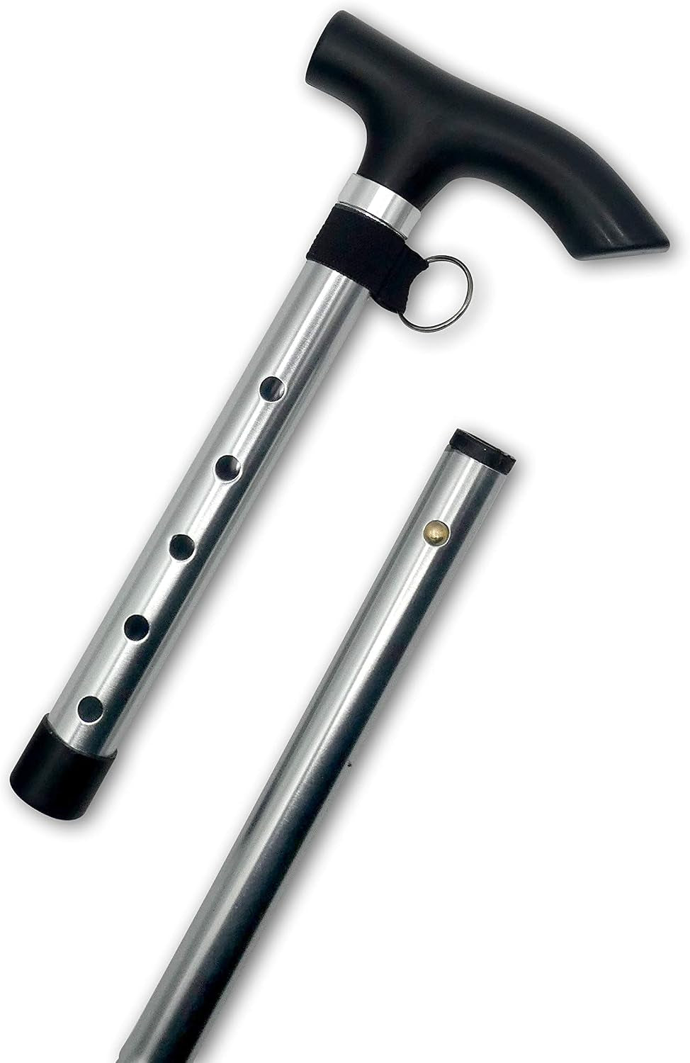 Healthcare Folding Walking Stick, Adjustable Aluminium Cane, Silver